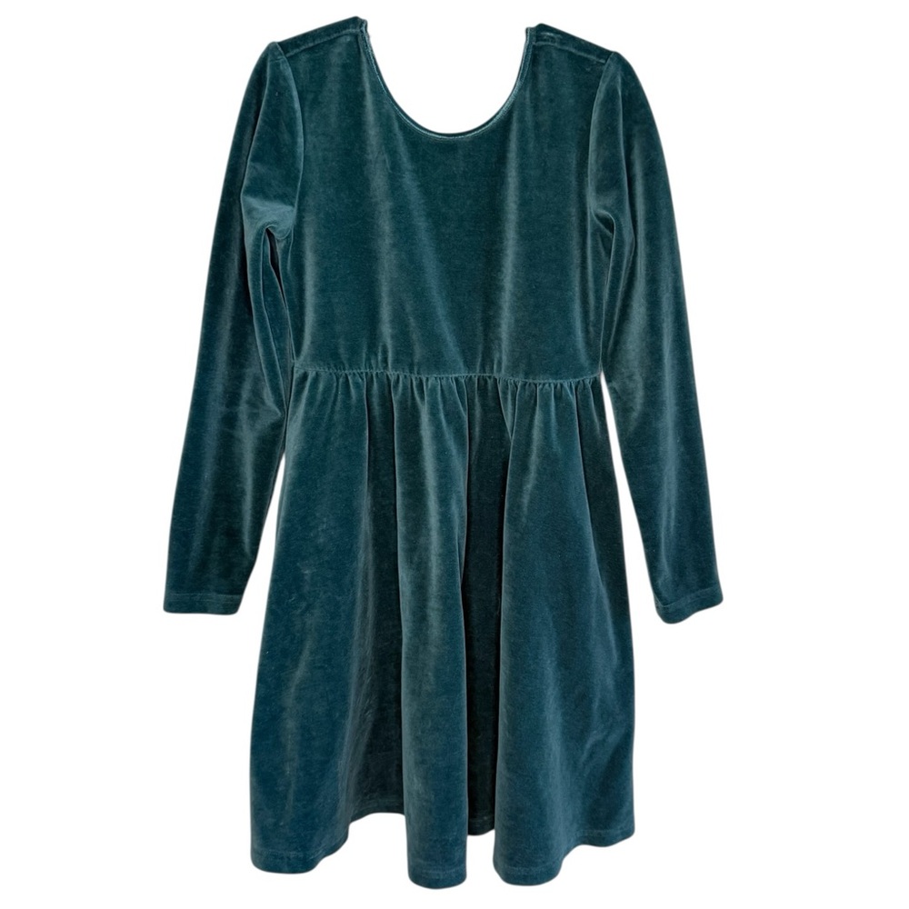 Hanna Andersson Girls Sz 130 / US 8 Green Velvet Long Sleeve Dress